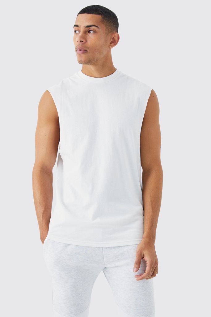 Men's Basic Drop Armhole Vest - White - S, White