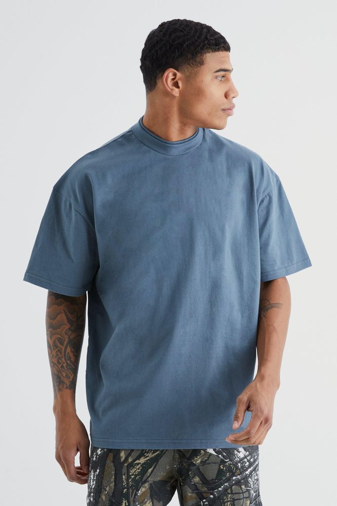 Men's Oversized Extend Double Neck Heavy T-Shirt - Blue - S, Blue