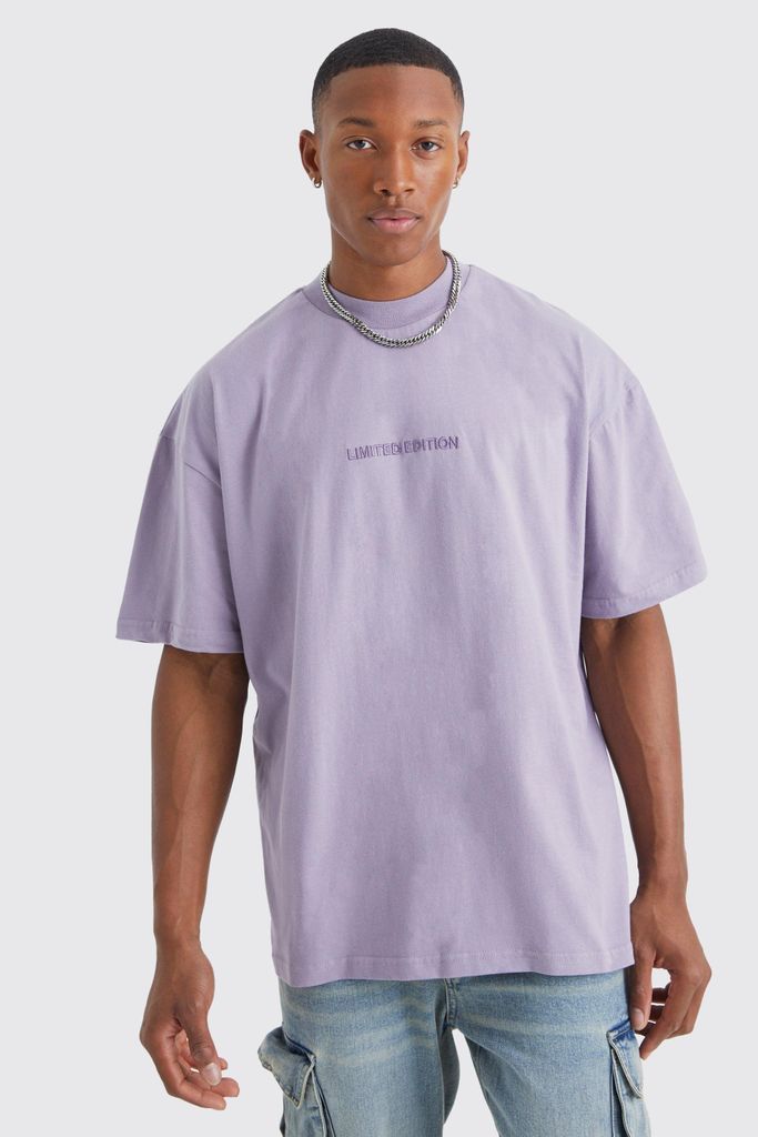 Men's Oversized Heavyweight Extended Neck T-Shirt - Purple - S, Purple
