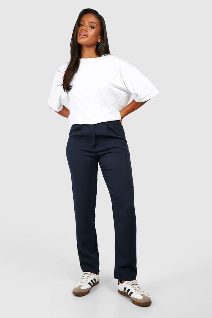 Womens High Waist Tapered Tailored Suit Trousers - Navy - 6, Navy