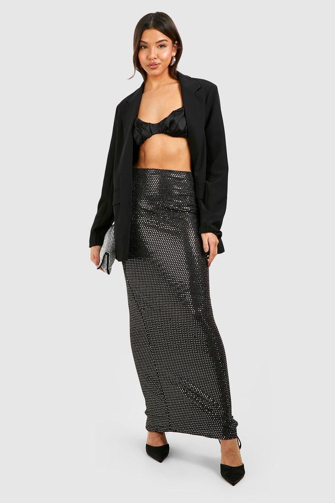 Womens Sequin Maxi Slip Skirt - Gold - 6, Gold