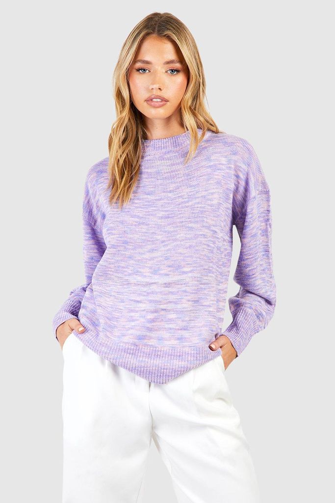 Womens Space Dye Knitted Jumper - Purple - S, Purple