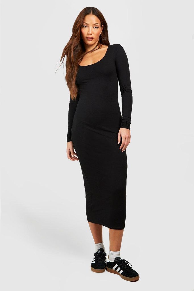 Womens Tall Premium Super Soft Scoop Neck Midaxi Dress - Black - 6, Black