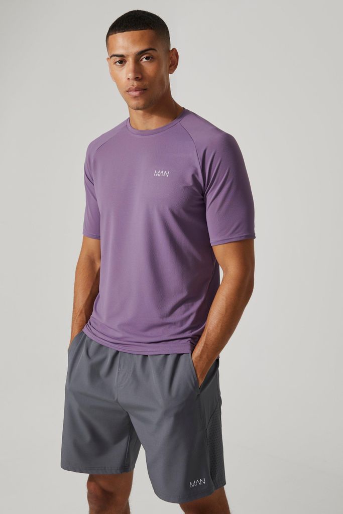 Men's Man Active Mesh Textured Slim T-Shirt - Purple - S, Purple