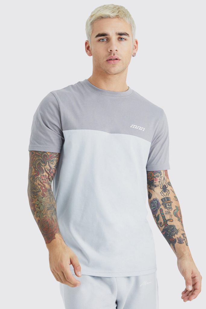 Men's Slim Colour Block T-Shirt - Grey - S, Grey