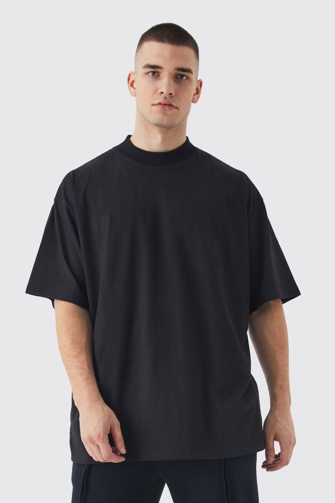 Men's Tall Oversized Extended Neck T-Shirt - Black - S, Black