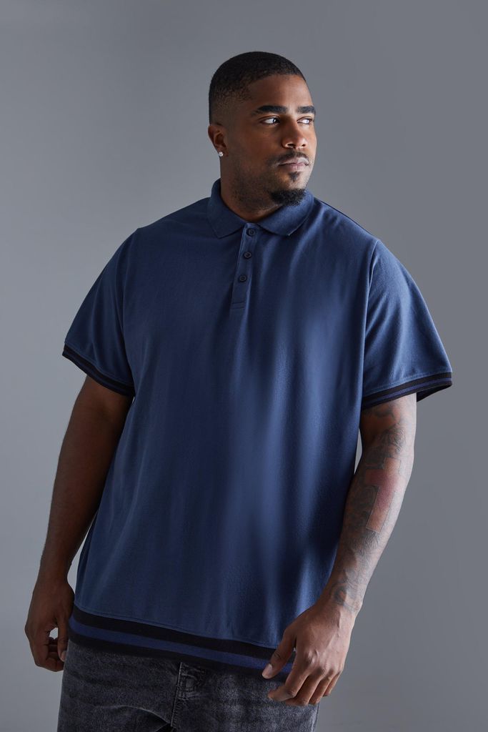 Men's Taped Pique Polo - Navy - S, Navy