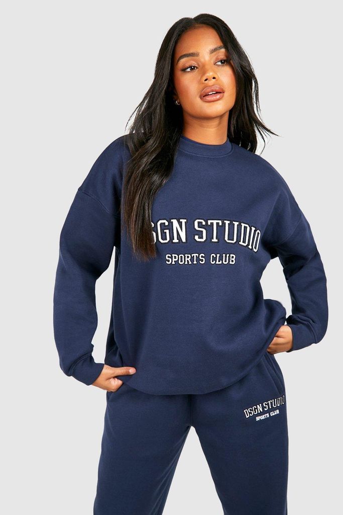 Womens Dsgn Studio Applique Oversized Sweatshirt - Navy - S, Navy
