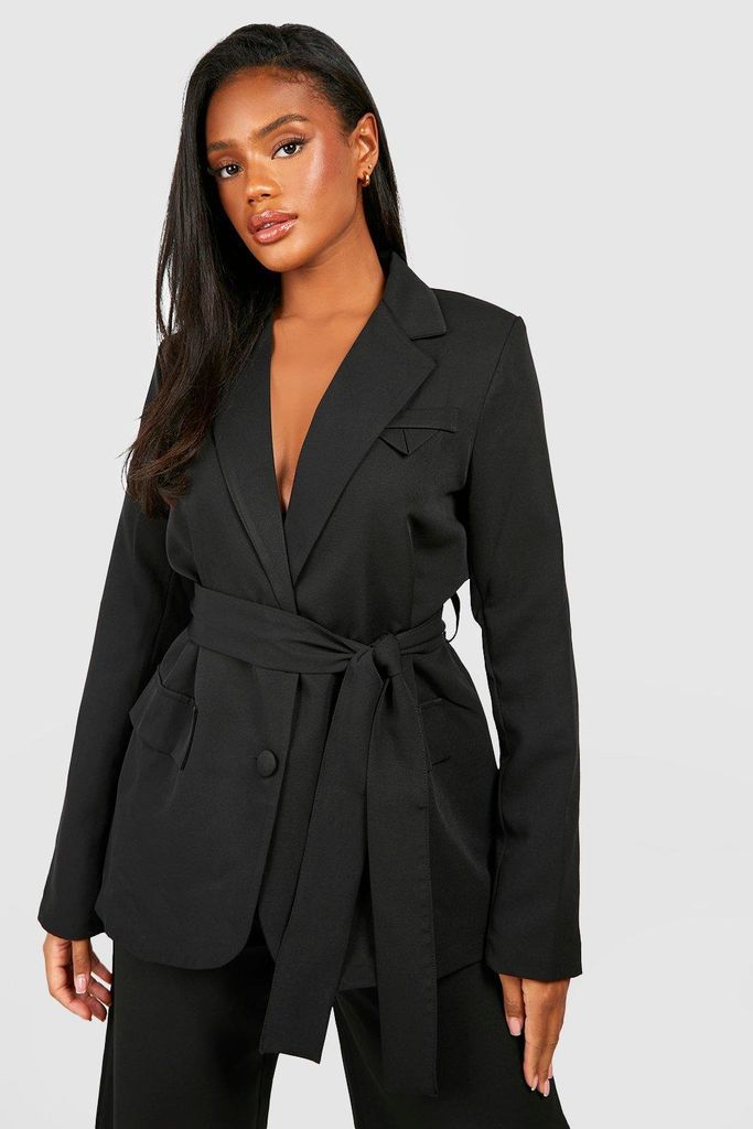 Womens Relaxed Fit Single Breasted Tailored Blazer - Black - 6, Black
