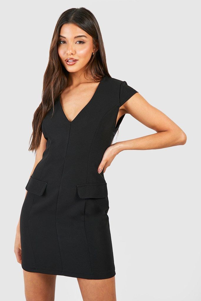 Womens Seam Detail Tailored Mini Dress - Black - 6, Black