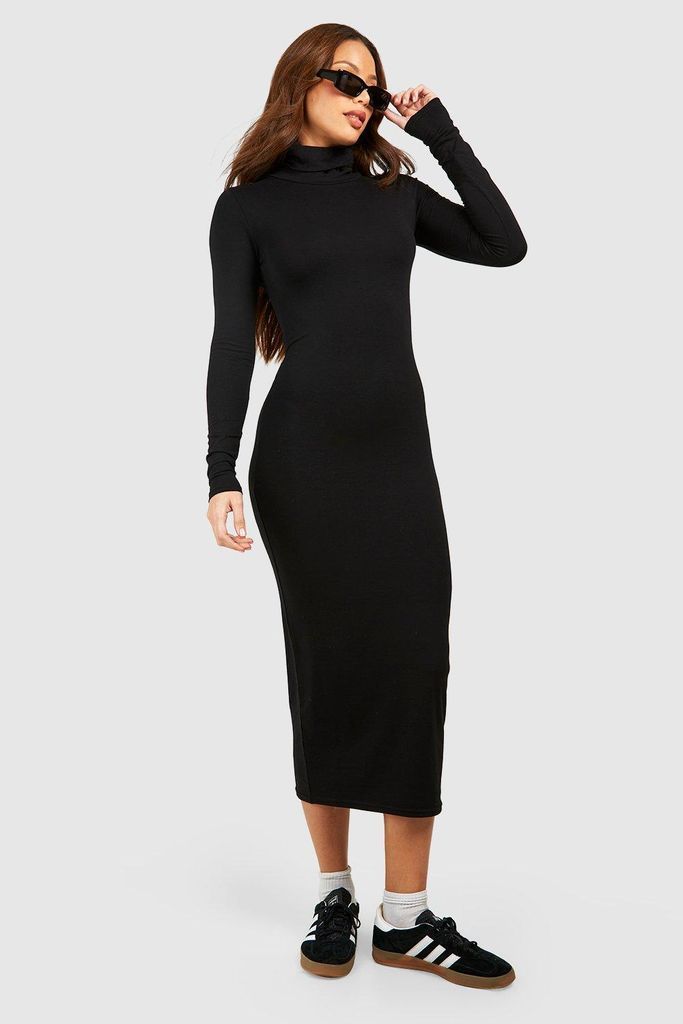 Womens Tall Premium Super Soft Roll Neck Midaxi Dress - Black - 6, Black