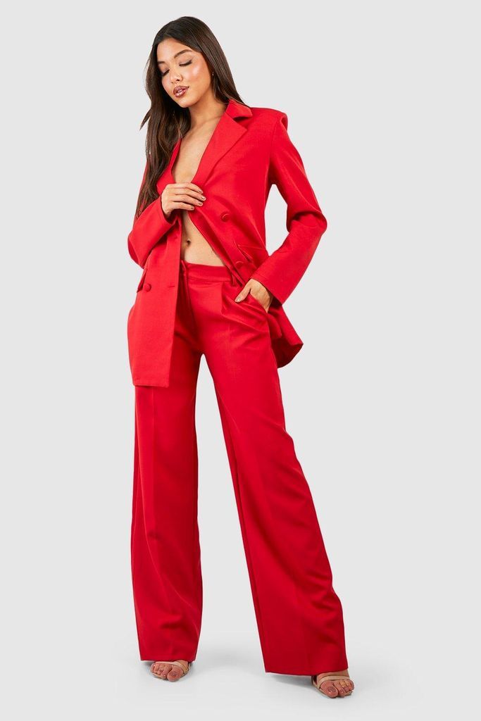 Womens Wide Leg Tailored Trousers - 6, Red
