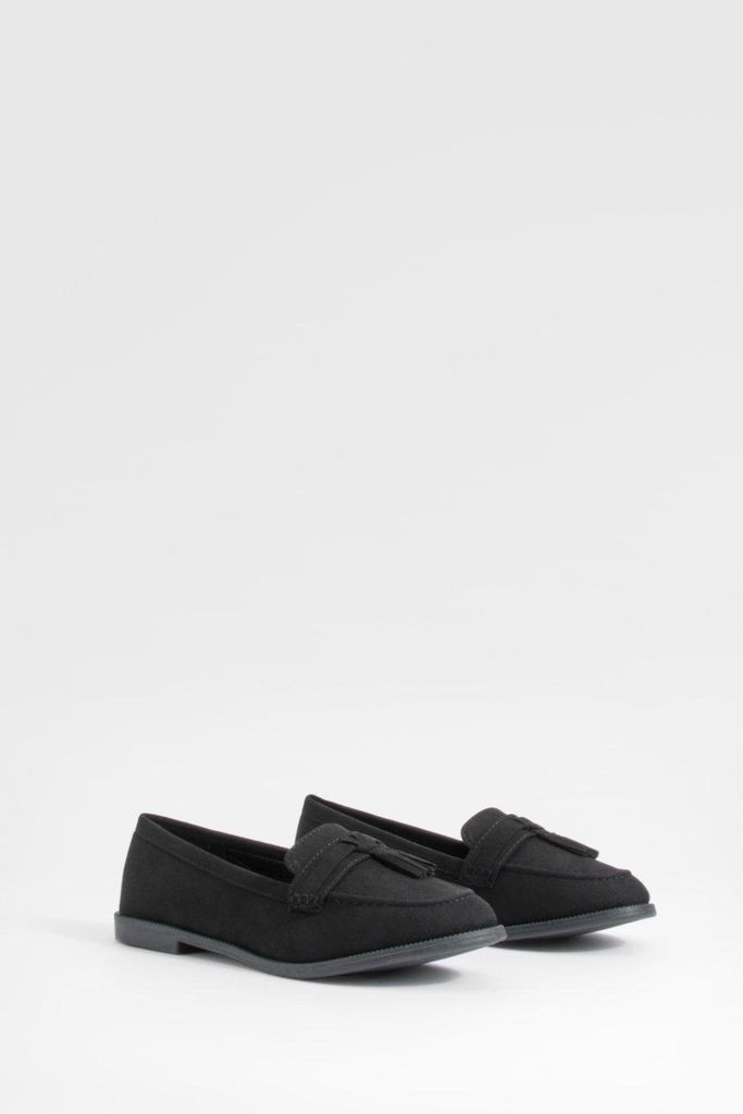 Womens Tassel Loafers - Black - 3, Black