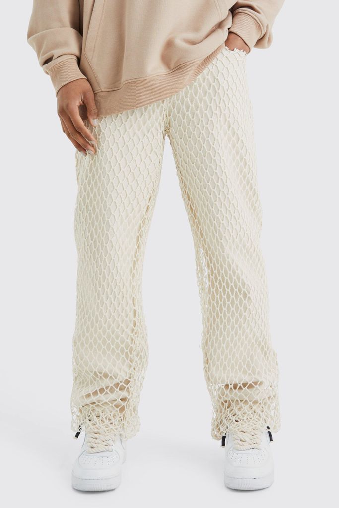 Men's Relaxed Rigid Net Overlayed Jeans - White - 28R, White