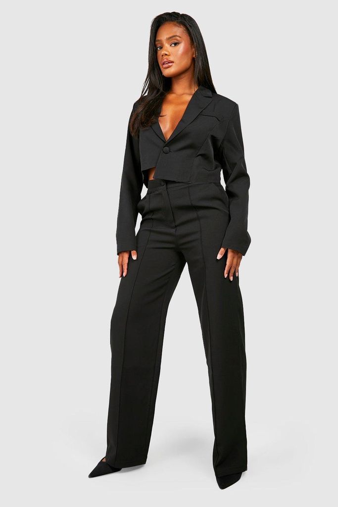 Womens Pleat Front Straight Leg Tailored Trousers - Black - 6, Black