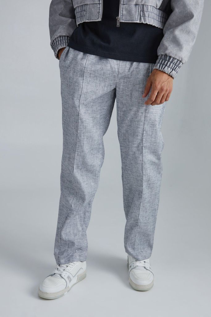 Men's Elasticated Waistband Straight Leg Trouser - Grey - S, Grey