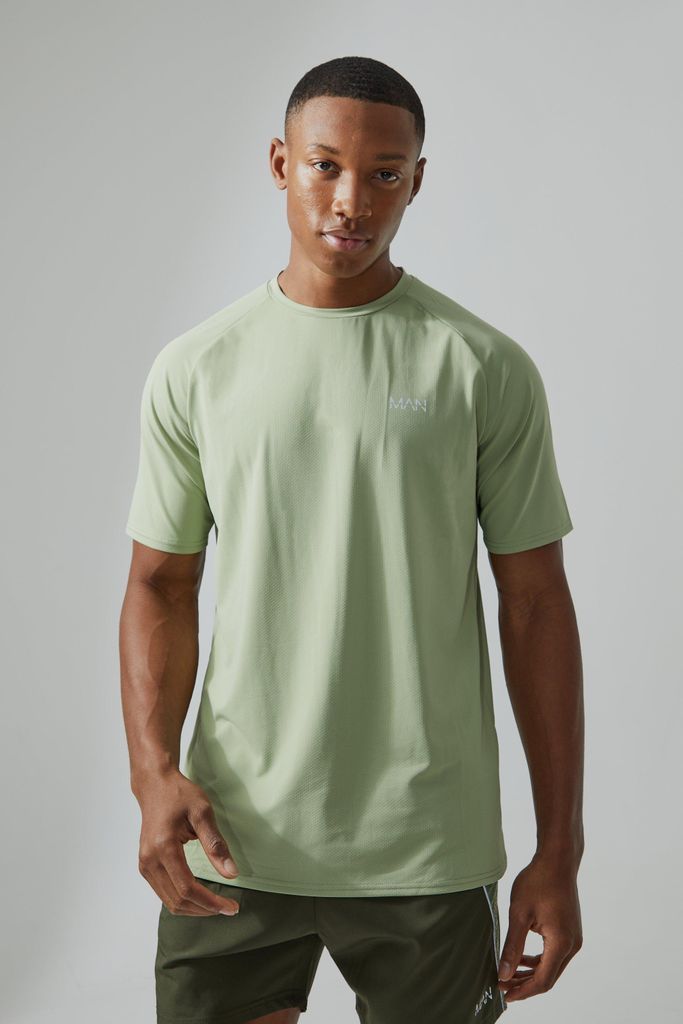 Men's Man Active Mesh Textured Slim T-Shirt - Green - S, Green