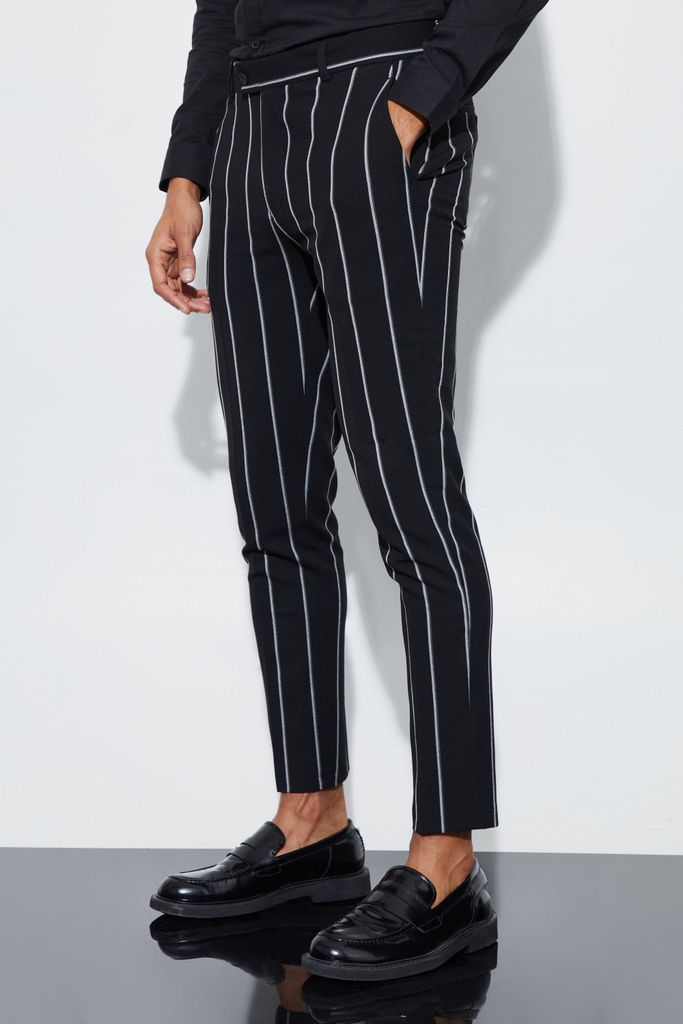Men's Super Skinny Stripe Suit Trousers - Black - 28, Black