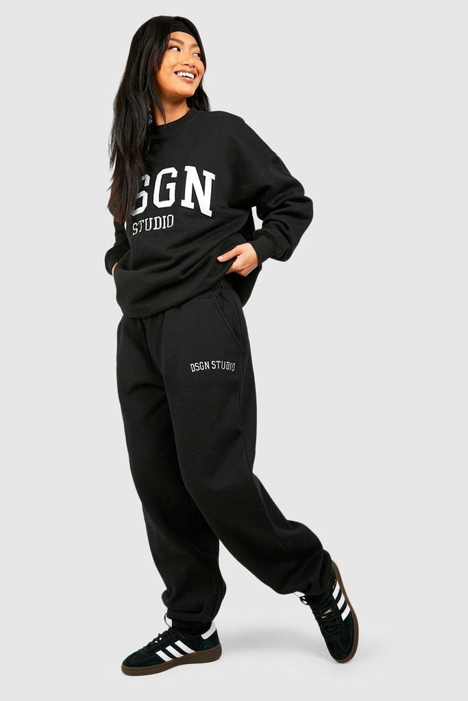 Womens Dsgn Studio Applique Oversized Jogger - Black - S, Black