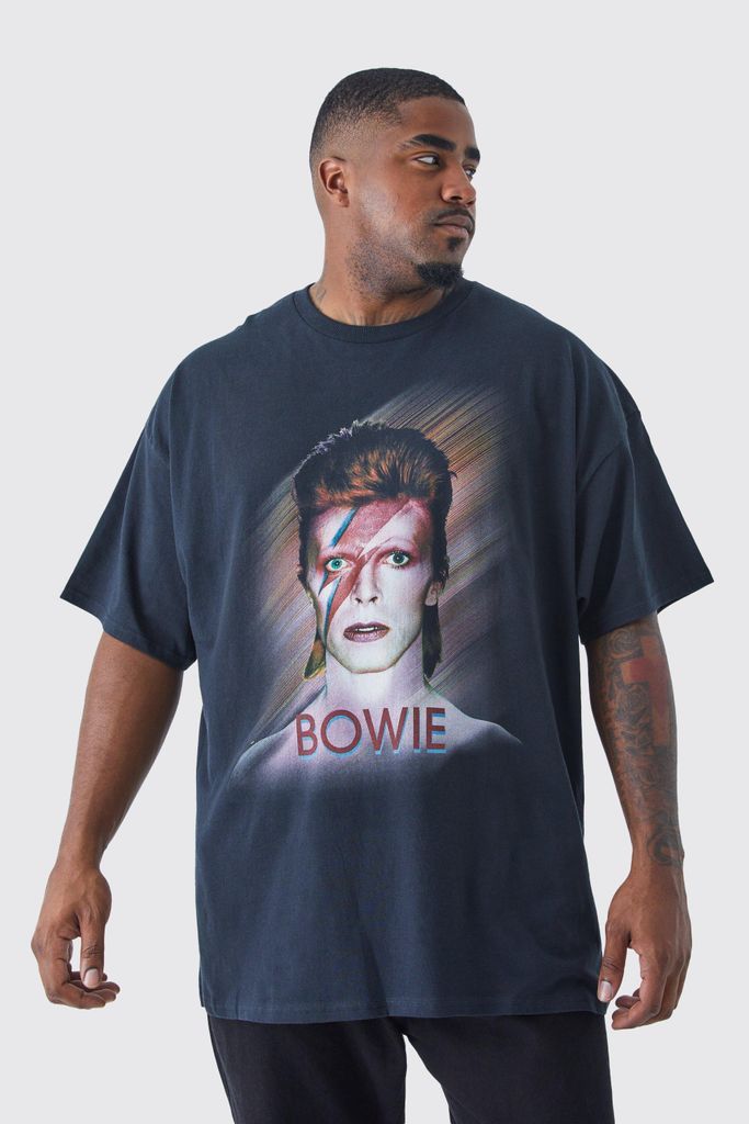 Men's Plus Size David Bowie Chest Print License T-Shirt - Black - Xxxl, Black
