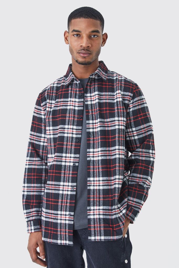 Men's Tall Long Sleeve Check Overshirt - Navy - S, Navy