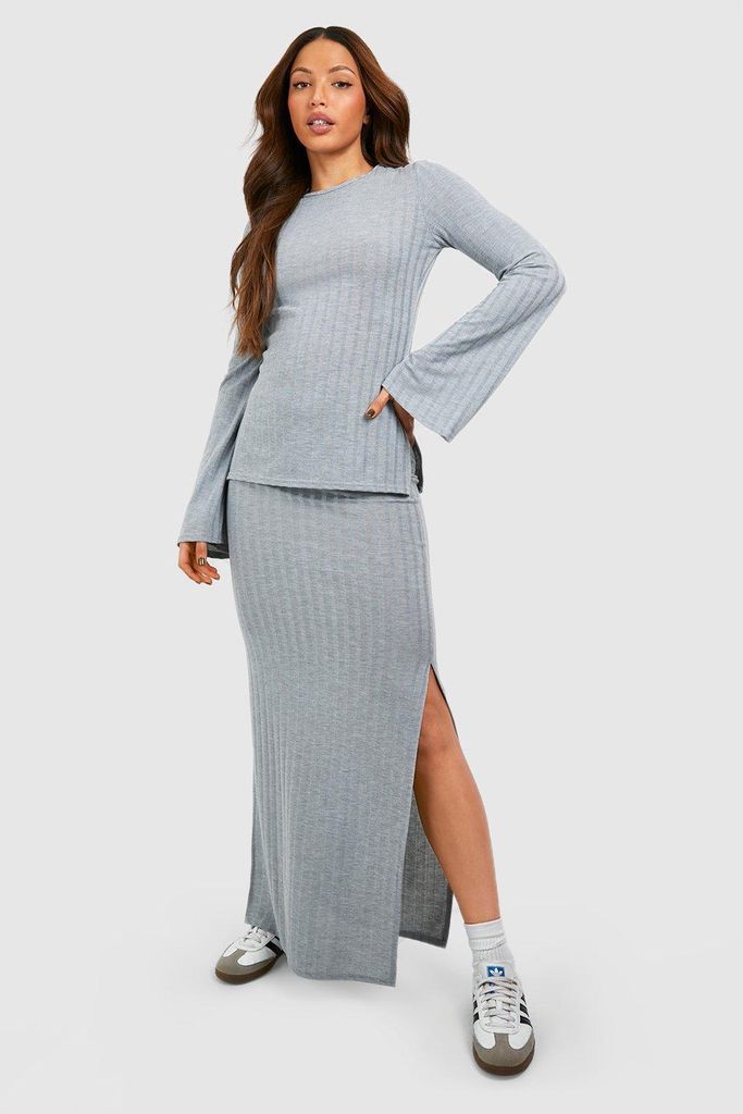 Womens Tall Rib Maxi Skirt - Grey - 6, Grey