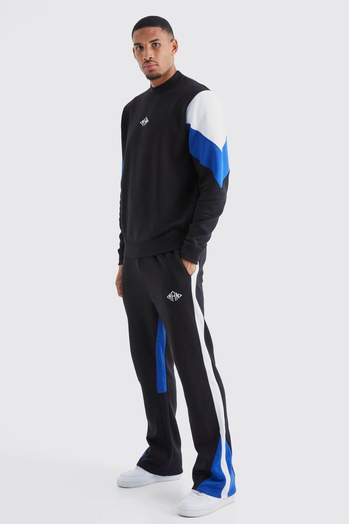 Men's Tall Man Colour Block Jumper Gusset Tracksuit - Blue - S, Blue