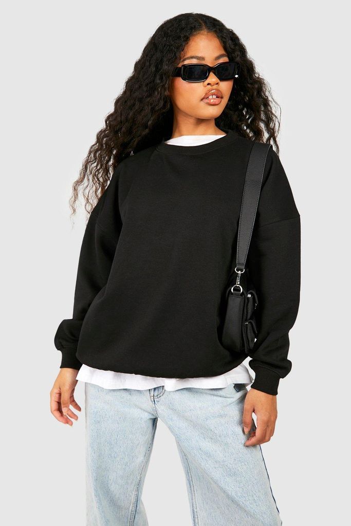 Womens Petite Basic Sweatshirt - Black - S, Black