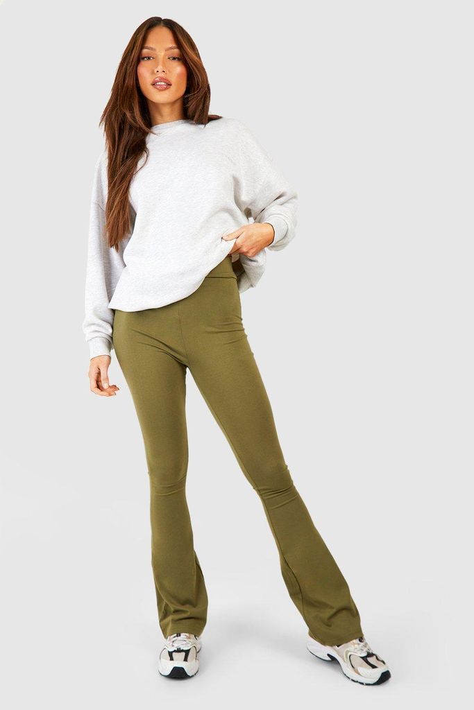 Womens Tall Cotton Jersey Ruched Booty Boosting Flares - Green - 6, Green