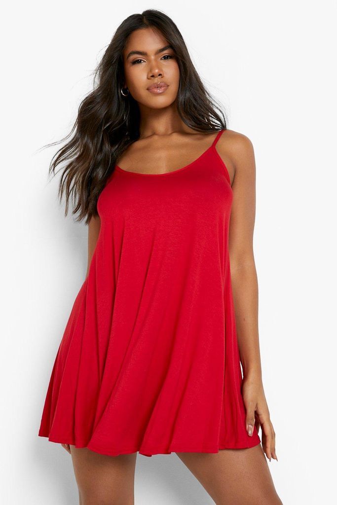 Womens Basic Swing Dress - Red - 6, Red