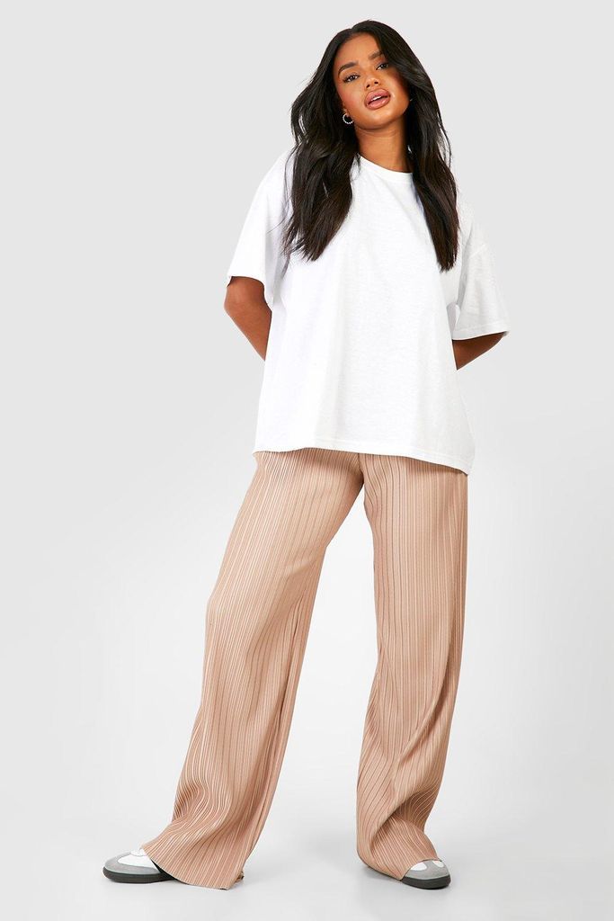 Womens Plisse Crepe Drawcord Full Length Trousers - Beige - 6, Beige