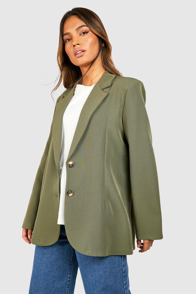 Womens Basic Double Button Single Breasted Oversized Blazer - Green - 6, Green