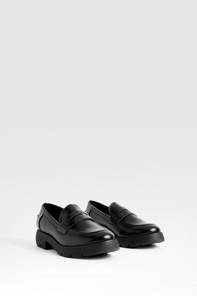 Womens Chunky Loafers - Black - 3, Black