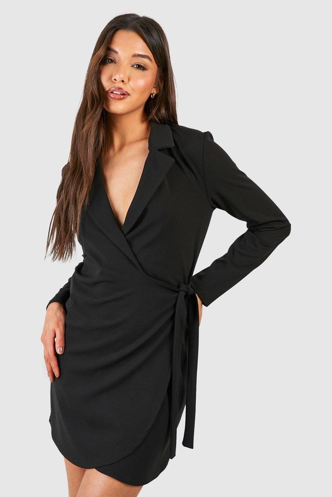 Womens Side Tie Blazer Dress - Black - 8, Black