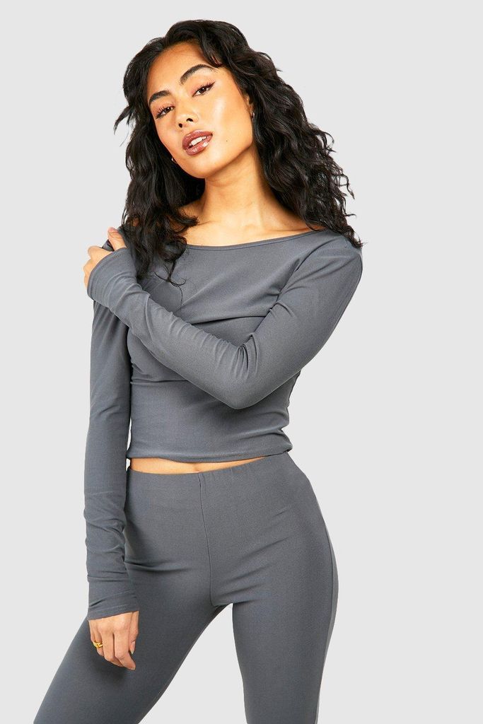 Womens Super Soft Long Sleeve Top - Grey - 6, Grey