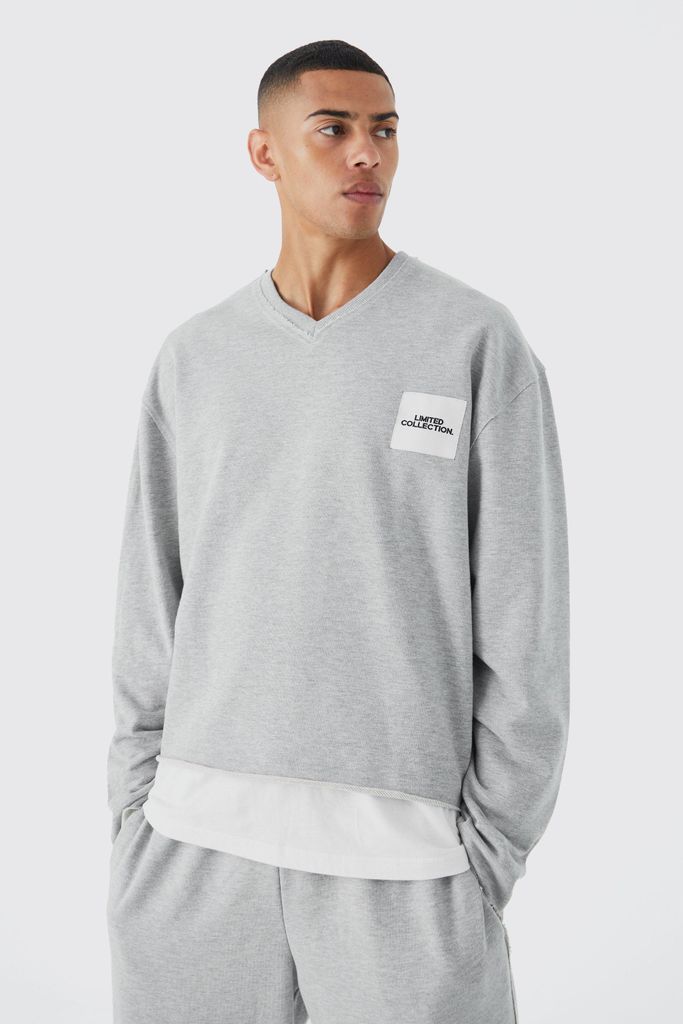 Men's Oversized Boxy Loopback Printed Sweatshirt - Grey - S, Grey