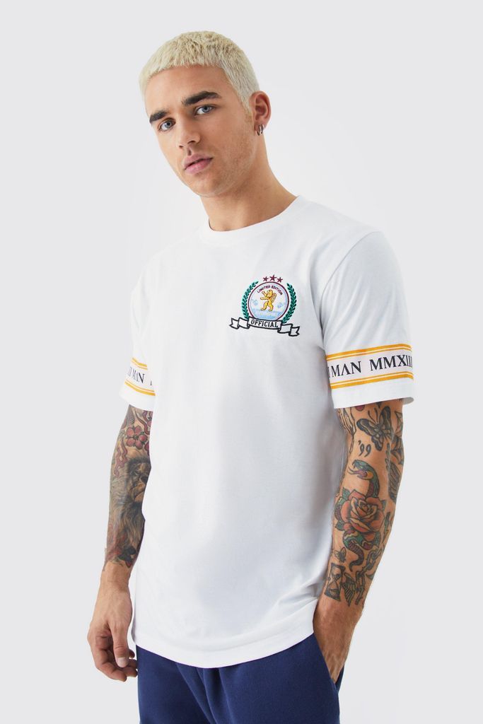 Men's Man Gold Slim Embroidered Tshirt - White - S, White