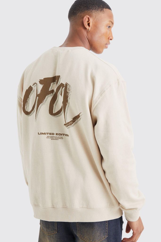 Men's Oversized Ofcl Graphic Sweatshirt - Beige - S, Beige