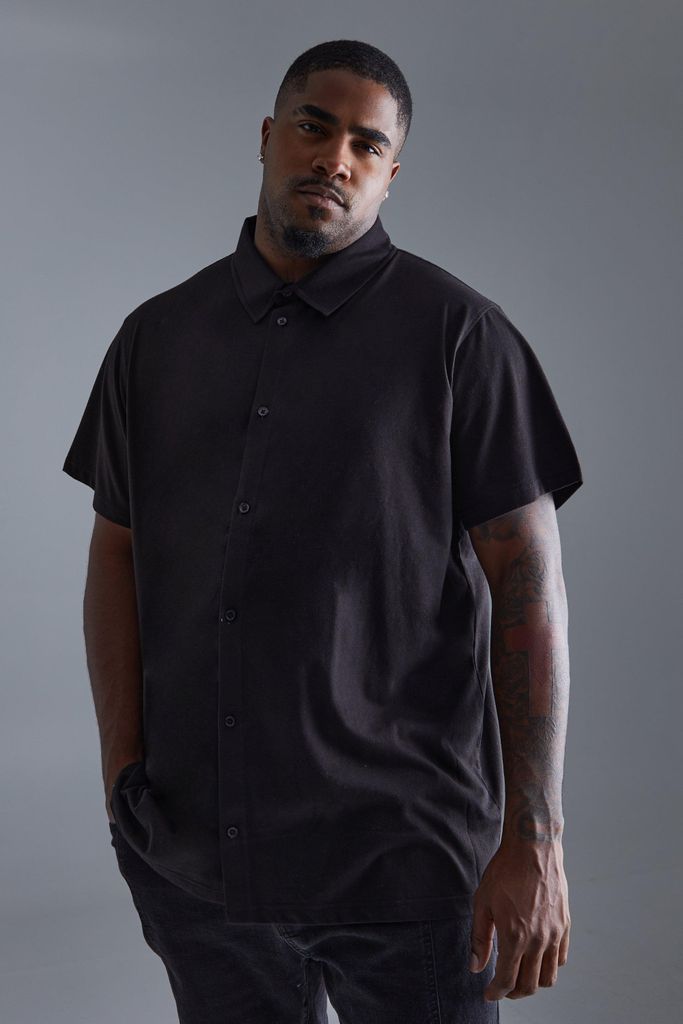 Men's Plus Jersey Short Sleeve Shirt - Black - Xxxl, Black
