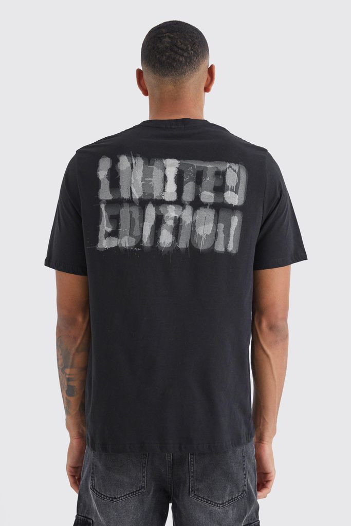 Men's Tall Oversized Limited Edition Blurred Back Print T-Shirt - Black - S, Black