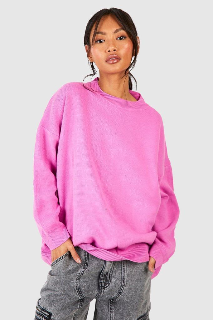 Womens Crew Neck Oversized Jumper - Pink - S/M, Pink