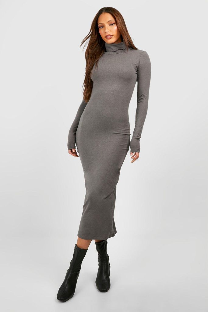 Womens Tall Premium Super Soft Roll Neck Midaxi Dress - Grey - 6, Grey
