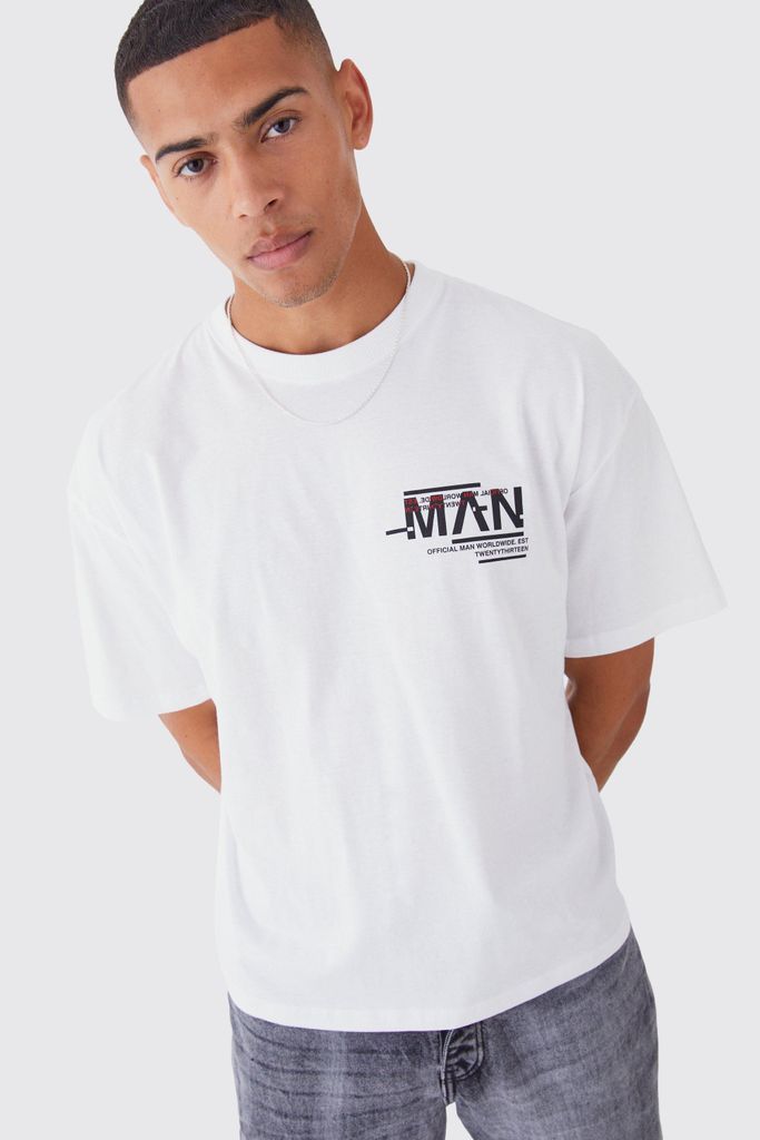 Men's Boxy Graphic T-Shirt - White - S, White