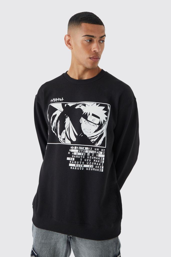 Men's Oversized Naruto Anime License Sweatshirt - Black - S, Black