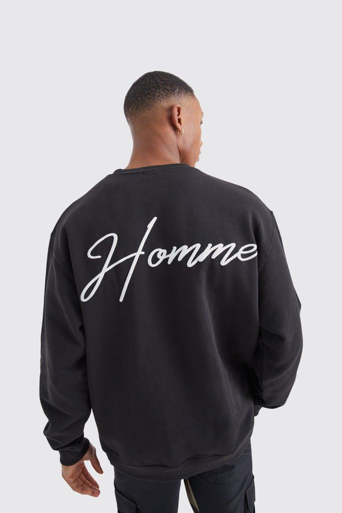 Men's Oversized Official Puff Print Sweatshirt - Black - S, Black