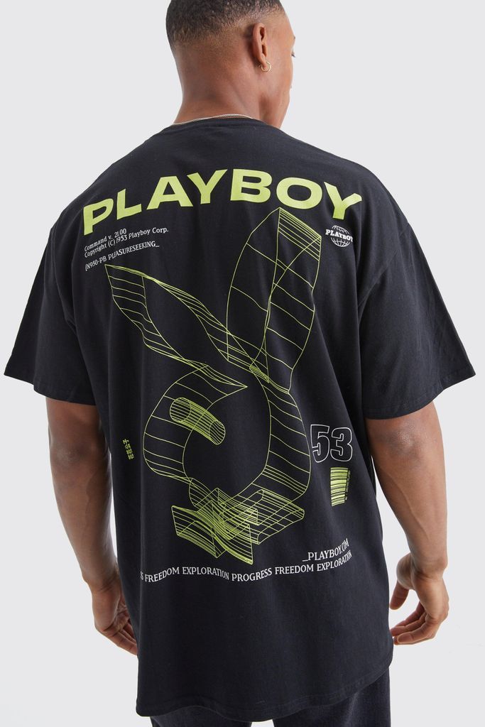 Men's Oversized Playboy License T-Shirt - Black - S, Black