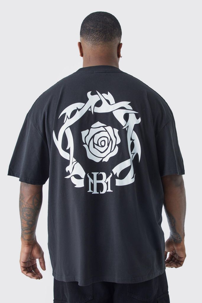 Men's Plus Oversized Bm Back Print T-Shirt - Black - Xxxl, Black