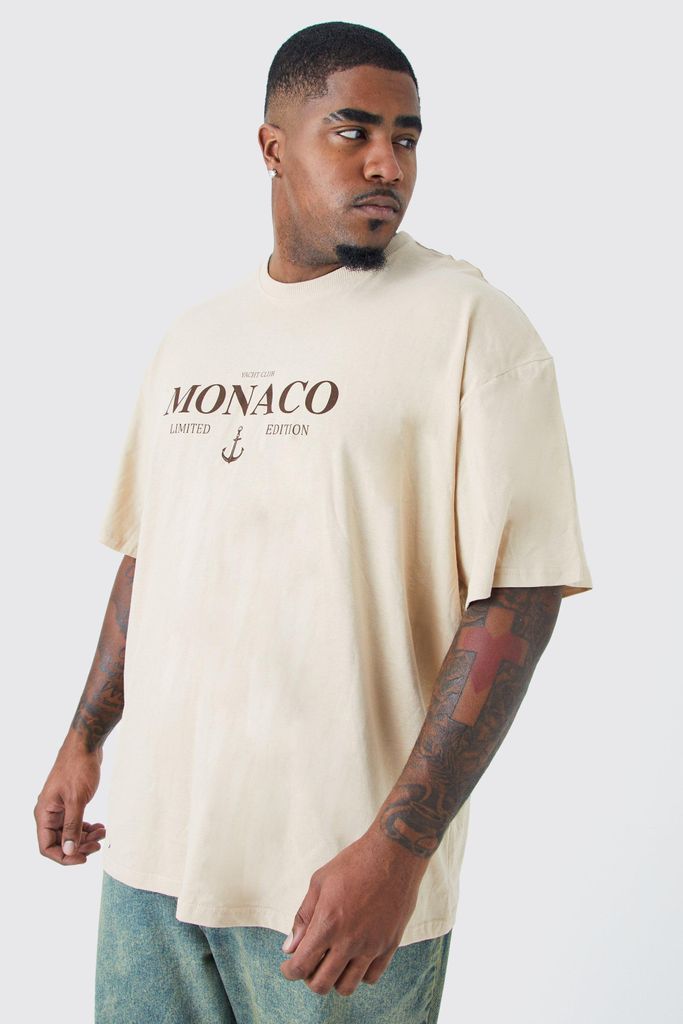 Men's Plus Oversized Monaco Limited Edition T-Shirt - Beige - Xxxl, Beige
