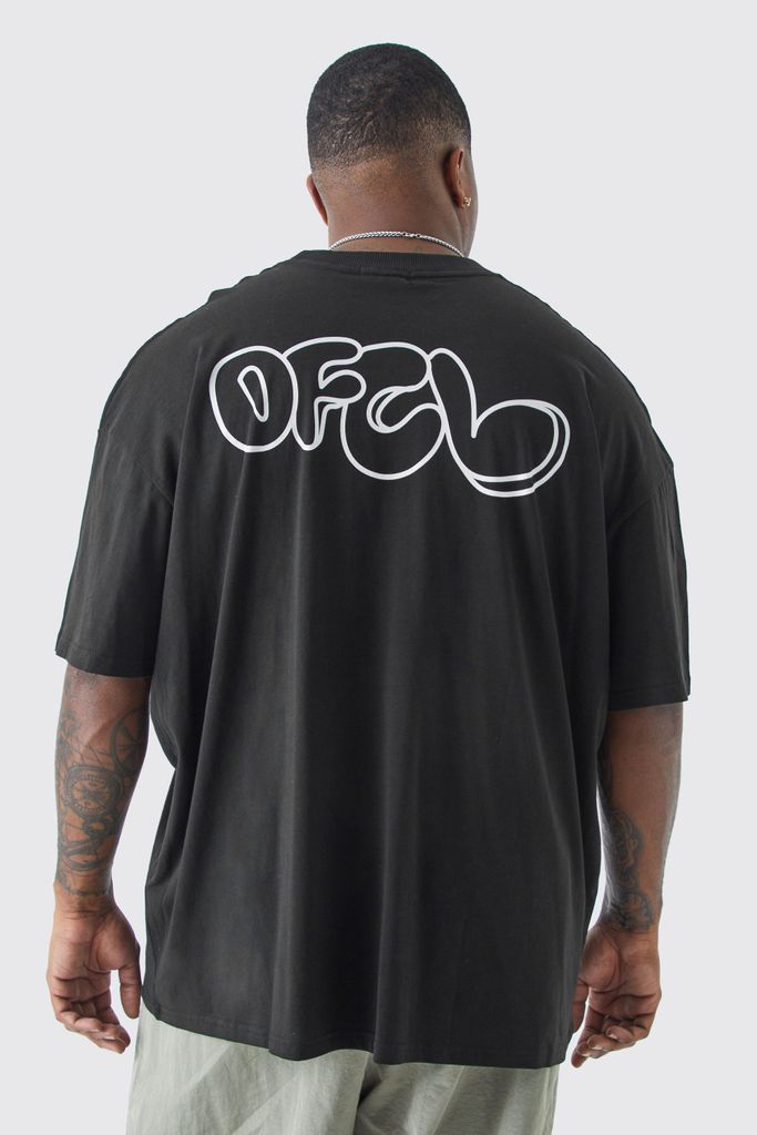 Men's Plus Oversized Ofcl Doodle Back Print T-Shirt - Black - Xxxl, Black