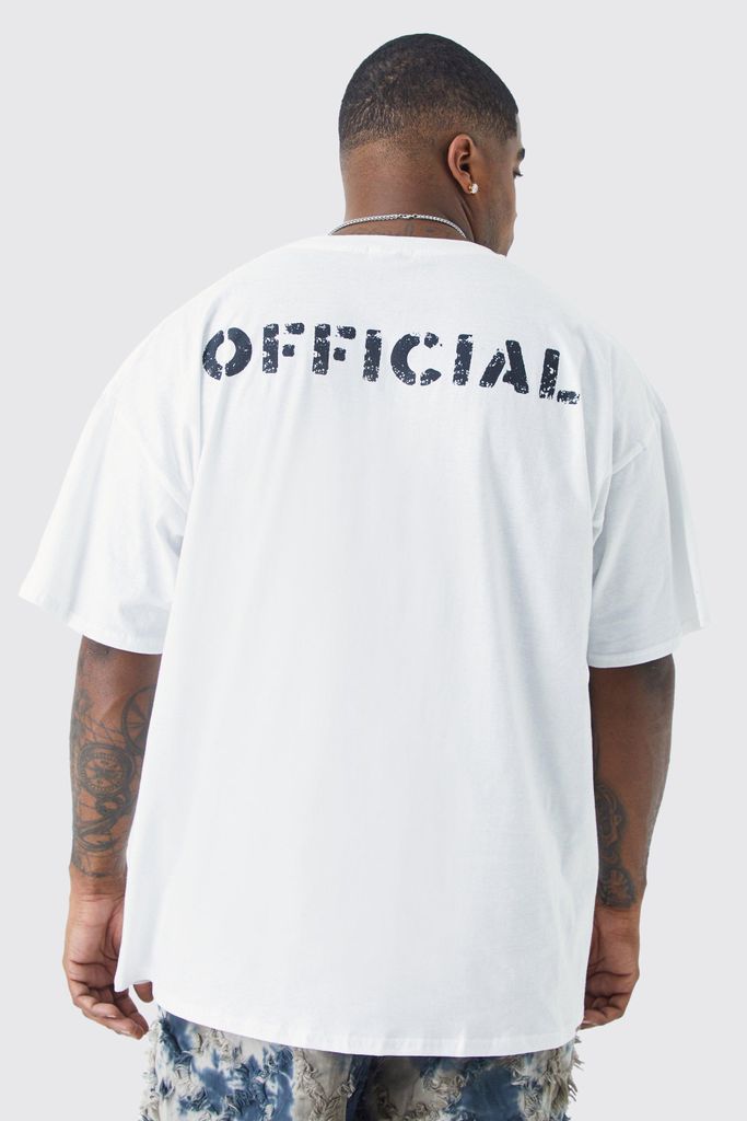 Men's Plus Oversized Official Back Print T-Shirt - White - Xxxl, White